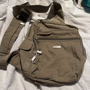 Baggallini Unisex Khaki Sling Bag Travel Crossbody with Pockets Theft Proof